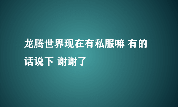 龙腾世界现在有私服嘛 有的话说下 谢谢了