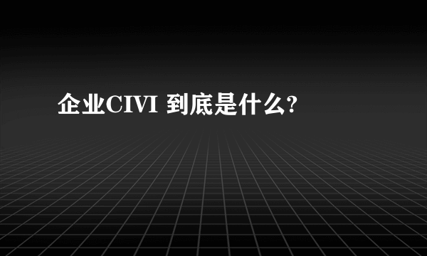 企业CIVI 到底是什么?