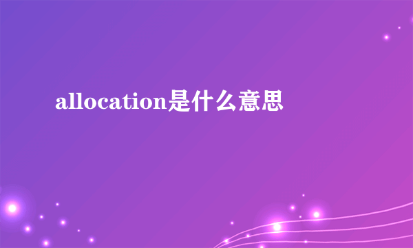 allocation是什么意思