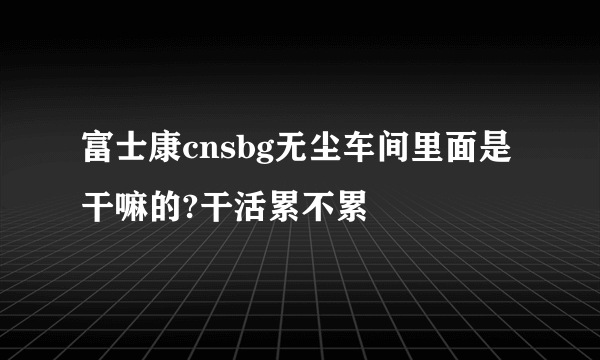 富士康cnsbg无尘车间里面是干嘛的?干活累不累