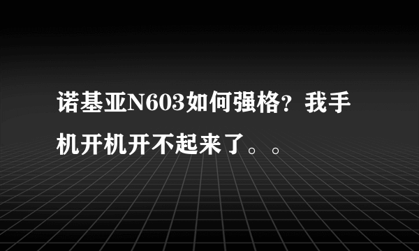 诺基亚N603如何强格？我手机开机开不起来了。。