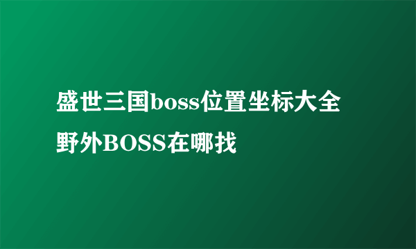 盛世三国boss位置坐标大全 野外BOSS在哪找