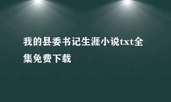 我的县委书记生涯小说txt全集免费下载