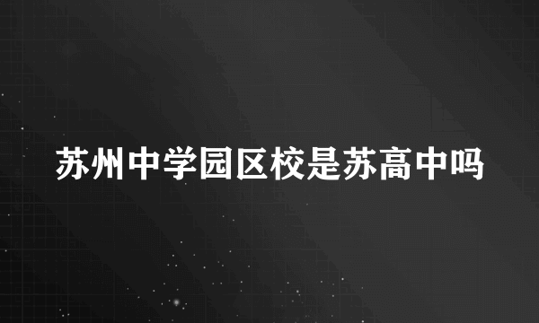 苏州中学园区校是苏高中吗