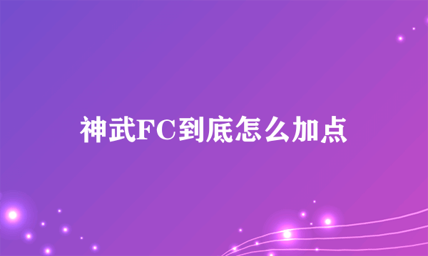 神武FC到底怎么加点