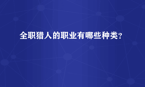 全职猎人的职业有哪些种类？