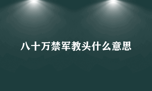 八十万禁军教头什么意思