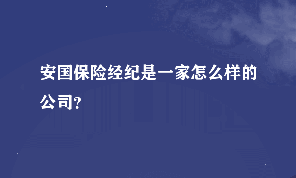 安国保险经纪是一家怎么样的公司？