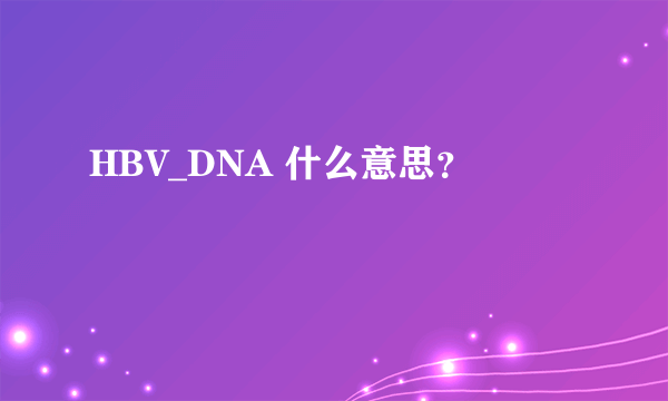 HBV_DNA 什么意思？