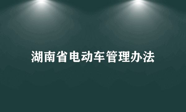 湖南省电动车管理办法