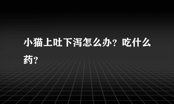 小猫上吐下泻怎么办？吃什么药？