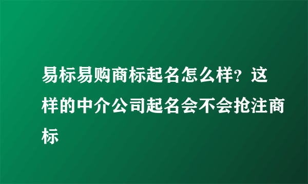 易标易购商标起名怎么样？这样的中介公司起名会不会抢注商标