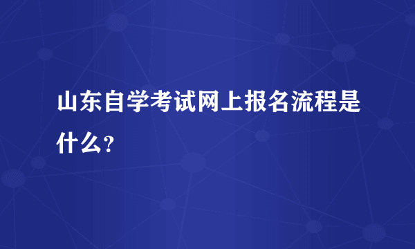 山东自学考试网上报名流程是什么？