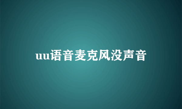 uu语音麦克风没声音