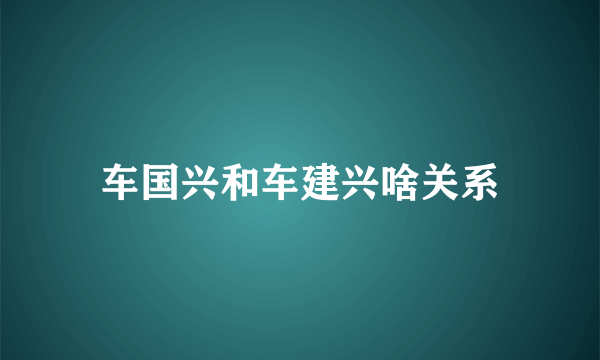 车国兴和车建兴啥关系