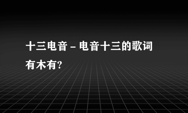 十三电音－电音十三的歌词 有木有?