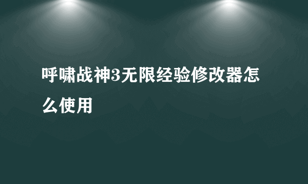 呼啸战神3无限经验修改器怎么使用