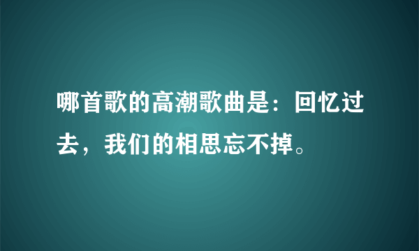 哪首歌的高潮歌曲是：回忆过去，我们的相思忘不掉。