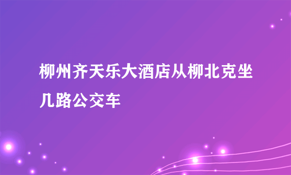 柳州齐天乐大酒店从柳北克坐几路公交车