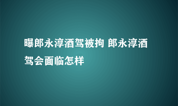 曝郎永淳酒驾被拘 郎永淳酒驾会面临怎样