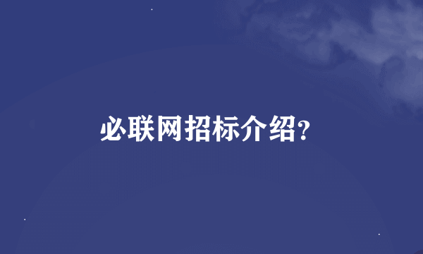 必联网招标介绍？