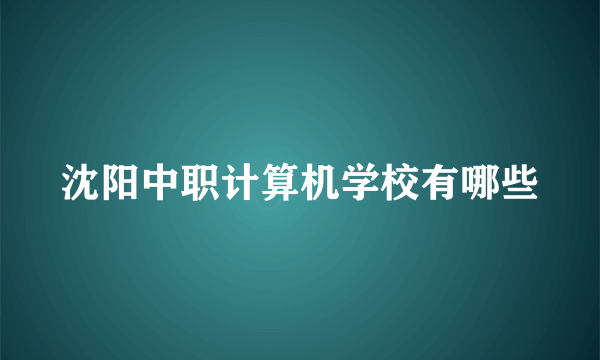 沈阳中职计算机学校有哪些