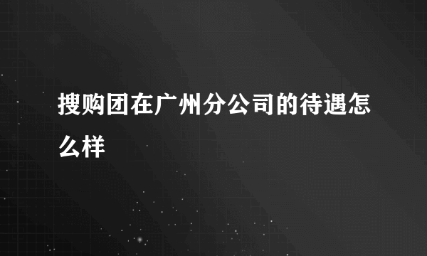 搜购团在广州分公司的待遇怎么样