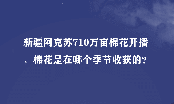 新疆阿克苏710万亩棉花开播，棉花是在哪个季节收获的？