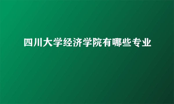 四川大学经济学院有哪些专业