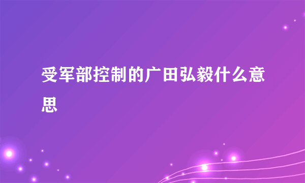 受军部控制的广田弘毅什么意思