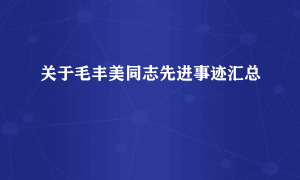 关于毛丰美同志先进事迹汇总