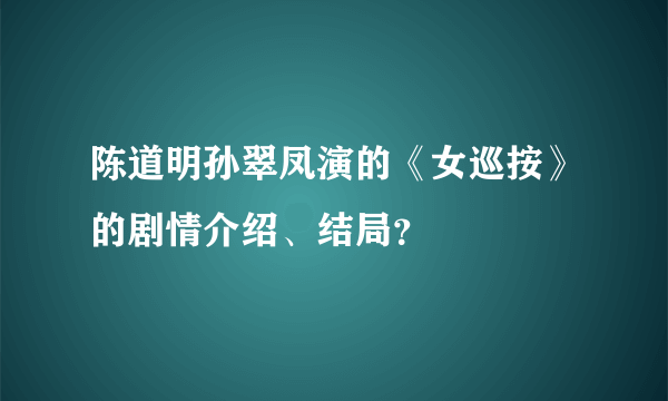 陈道明孙翠凤演的《女巡按》的剧情介绍、结局？