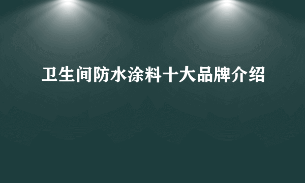 卫生间防水涂料十大品牌介绍