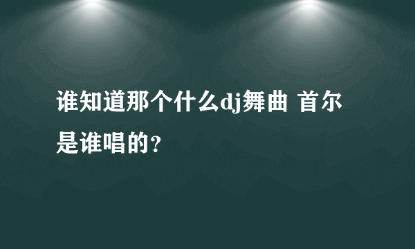 谁知道那个什么dj舞曲 首尔 是谁唱的？