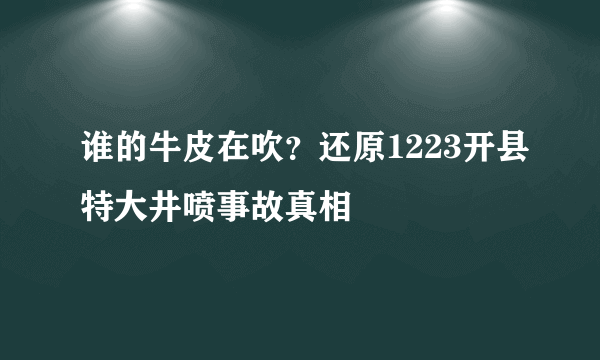 谁的牛皮在吹？还原1223开县特大井喷事故真相