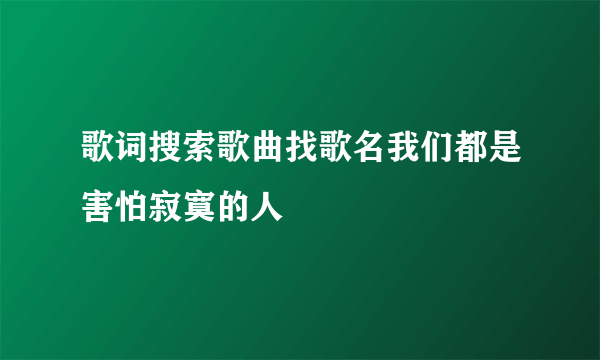 歌词搜索歌曲找歌名我们都是害怕寂寞的人