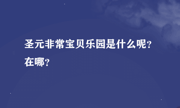 圣元非常宝贝乐园是什么呢？在哪？