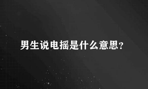 男生说电摇是什么意思？