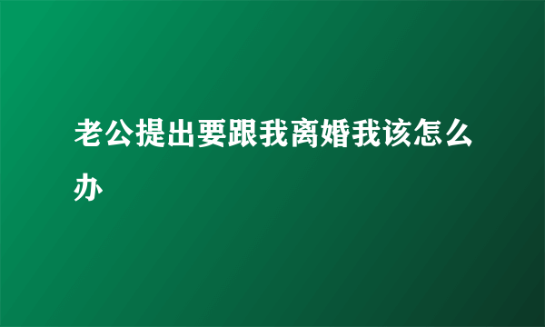 老公提出要跟我离婚我该怎么办