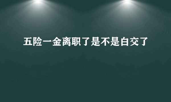 五险一金离职了是不是白交了