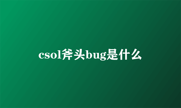 csol斧头bug是什么