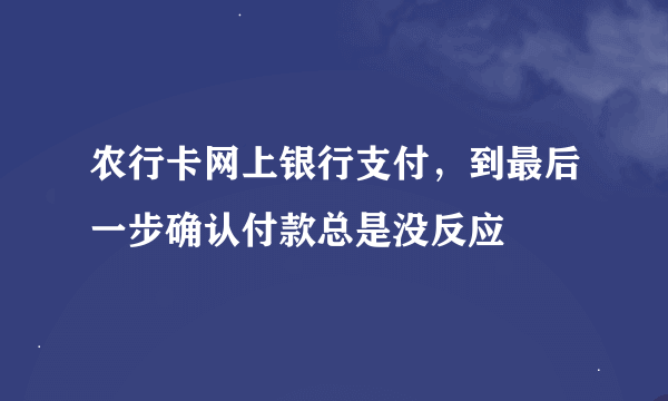 农行卡网上银行支付，到最后一步确认付款总是没反应