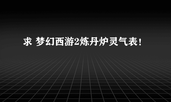 求 梦幻西游2炼丹炉灵气表！