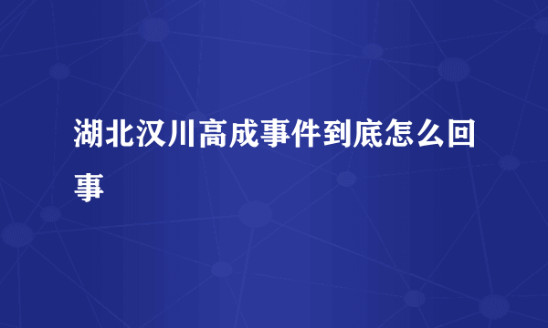 湖北汉川高成事件到底怎么回事