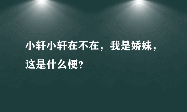 小轩小轩在不在，我是娇妹，这是什么梗？