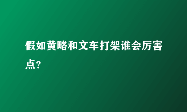 假如黄略和文车打架谁会厉害点？