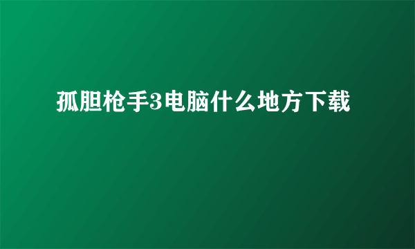 孤胆枪手3电脑什么地方下载