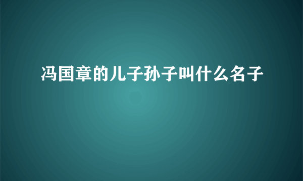 冯国章的儿子孙子叫什么名子