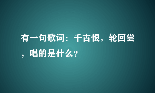 有一句歌词：千古恨，轮回尝，唱的是什么？