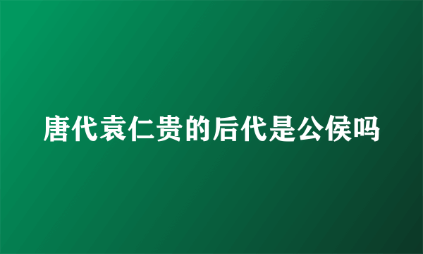 唐代袁仁贵的后代是公侯吗